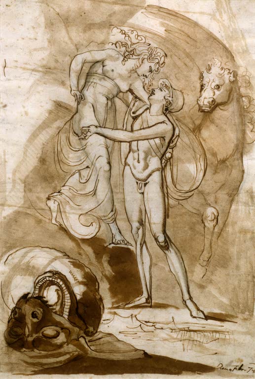 Kunstdruck des Gemäldes Perseus befreit Andromeda von Johann Heinrich Füssli
