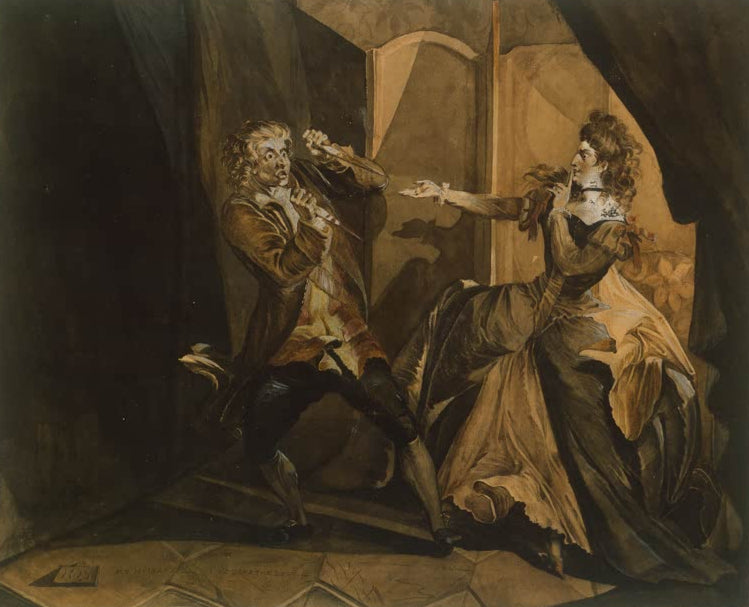 Kunstdruck des Gemäldes Garrick und Mrs. Pritchard als Macbeth und Lady Macbeth nach der Ermordung des Königs Duncan von Johann Heinrich Füssli