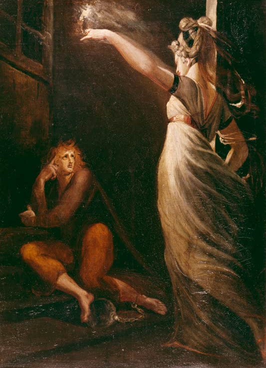 Kunstdruck des Gemäldes Almansaris besucht Hüon von Johann Heinrich Füssli