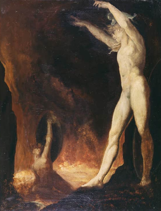 Kunstdruck Satan über feurigem See von Johann Heinrich Füssli als Poster oder Leinwandbild