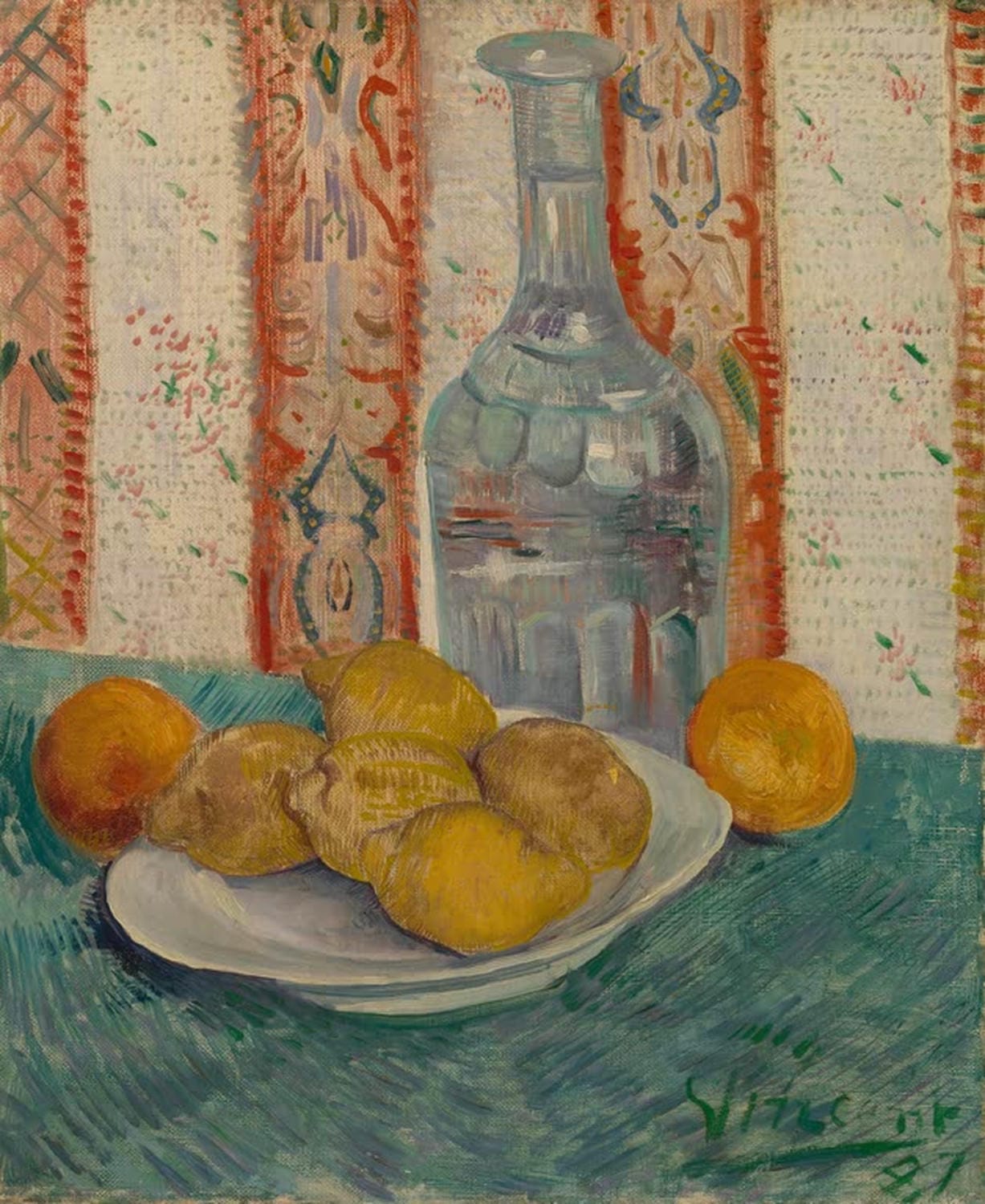 Karaffe und Teller mit Zitrusfrucht von Vincent van Gogh