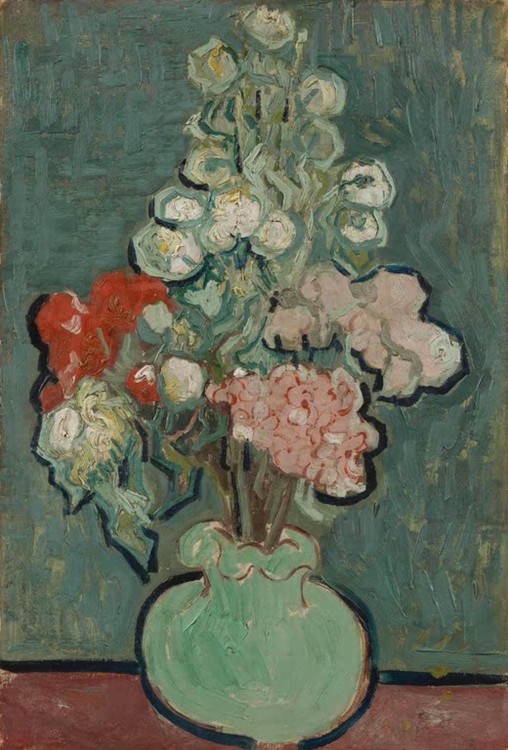Kunstdruck des Gemäldes „Blumenstrauß“ von Vincent van Gogh mit farbenprächtigem Strauß aus Blumen in einer Vase im typischen Van-Gogh-Stil