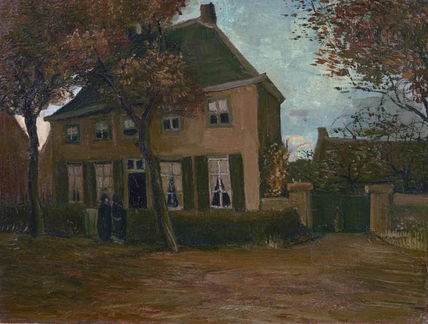 Kunstdruck „Das Pfarrhaus in Nuenen“ von Vincent van Gogh – stimmungsvolle Dorfansicht mit historischem Pfarrhaus als hochwertiger Kunstdruck, auf Leinwand oder Poster, handgefertigt in Deutschland.