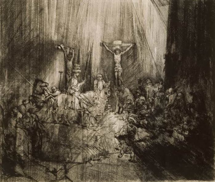 Christus am Kreuz zwischen den beiden Schächern | Rembrandt van Rijn