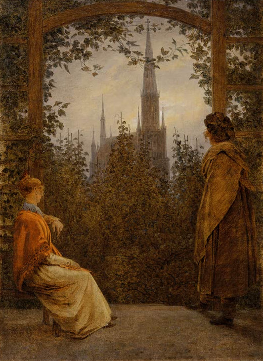 „Gartenlaube“ von Caspar David Friedrich – romantische Gartenszene mit einer kleinen Gartenlaube und umgebender Natur.