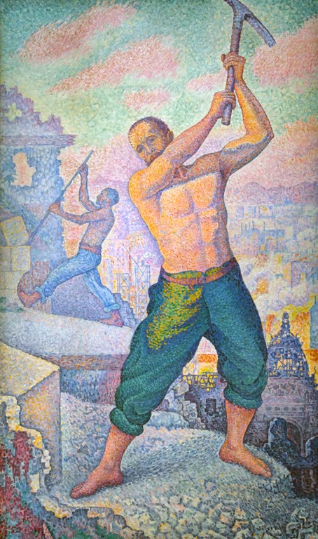 „Der Abrissarbeiter“ von Paul Signac – Arbeiter bei Abbrucharbeiten in einer Darstellung des modernen Arbeitslebens.
