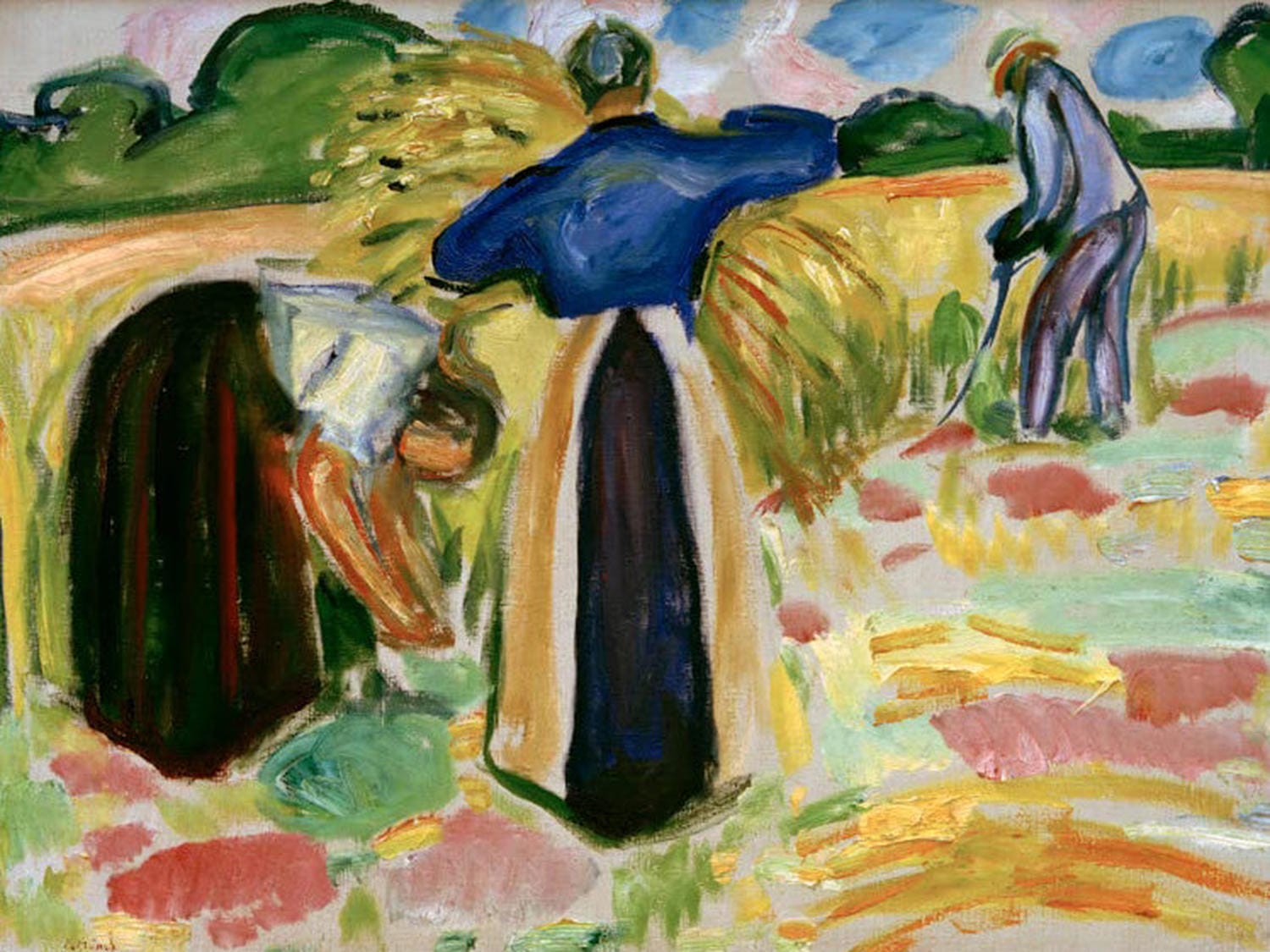 Ernte von Edvard Munch, expressionistische Darstellung von Landarbeitern auf dem Feld