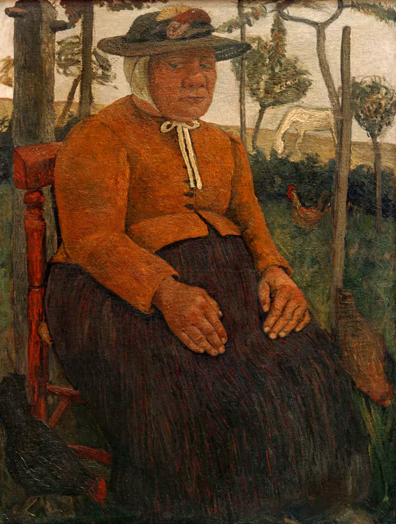 Kunstreproduktion: "Alte Armenhäuslerin" von Paula Modersohn-Becker, Porträt einer alten Frau.