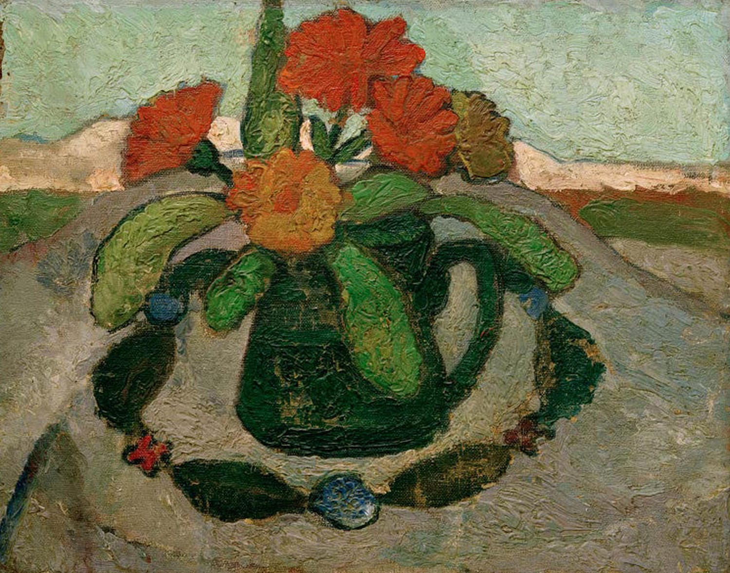 Kunstdruck „Stilleben Ringelrosen“ von Paula Modersohn-Becker – Blumenstillleben der Klassischen Moderne