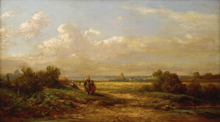 Weite Landschaft mit Wanderern | Carl Spitzweg