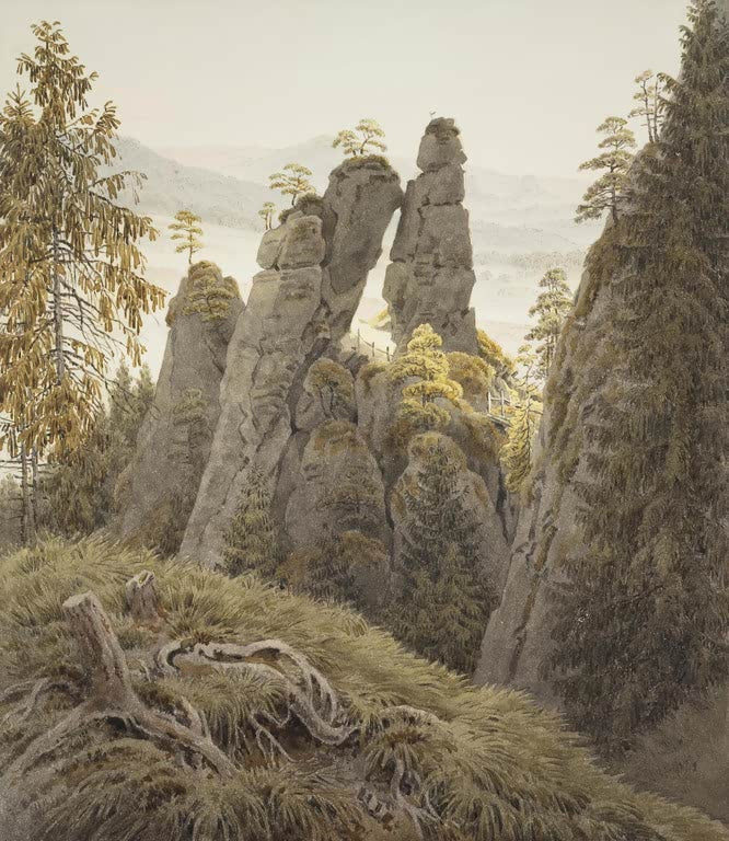 „Das Neurathener Felsentor“ von Caspar David Friedrich – romantische Felsenlandschaft mit markantem Felsentor und natürlicher Umgebung.