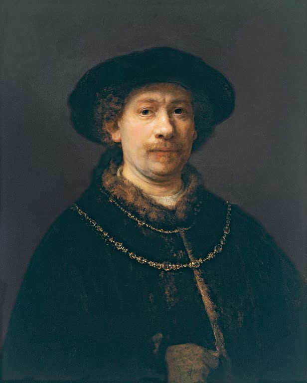 Selbstbildnis mit Hut und zwei Ketten | Rembrandt van Rijn