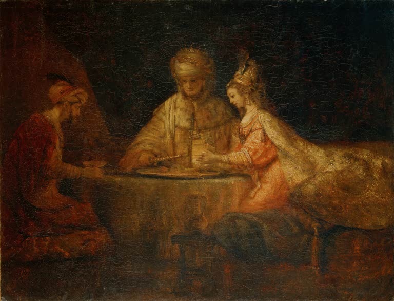 Gastmahl Esthers mit Ahasver und Haman | Rembrandt van Rijn