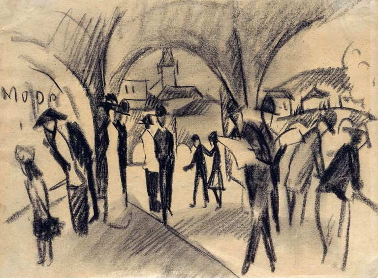 Szene unter den Lauben in Thun | August Macke