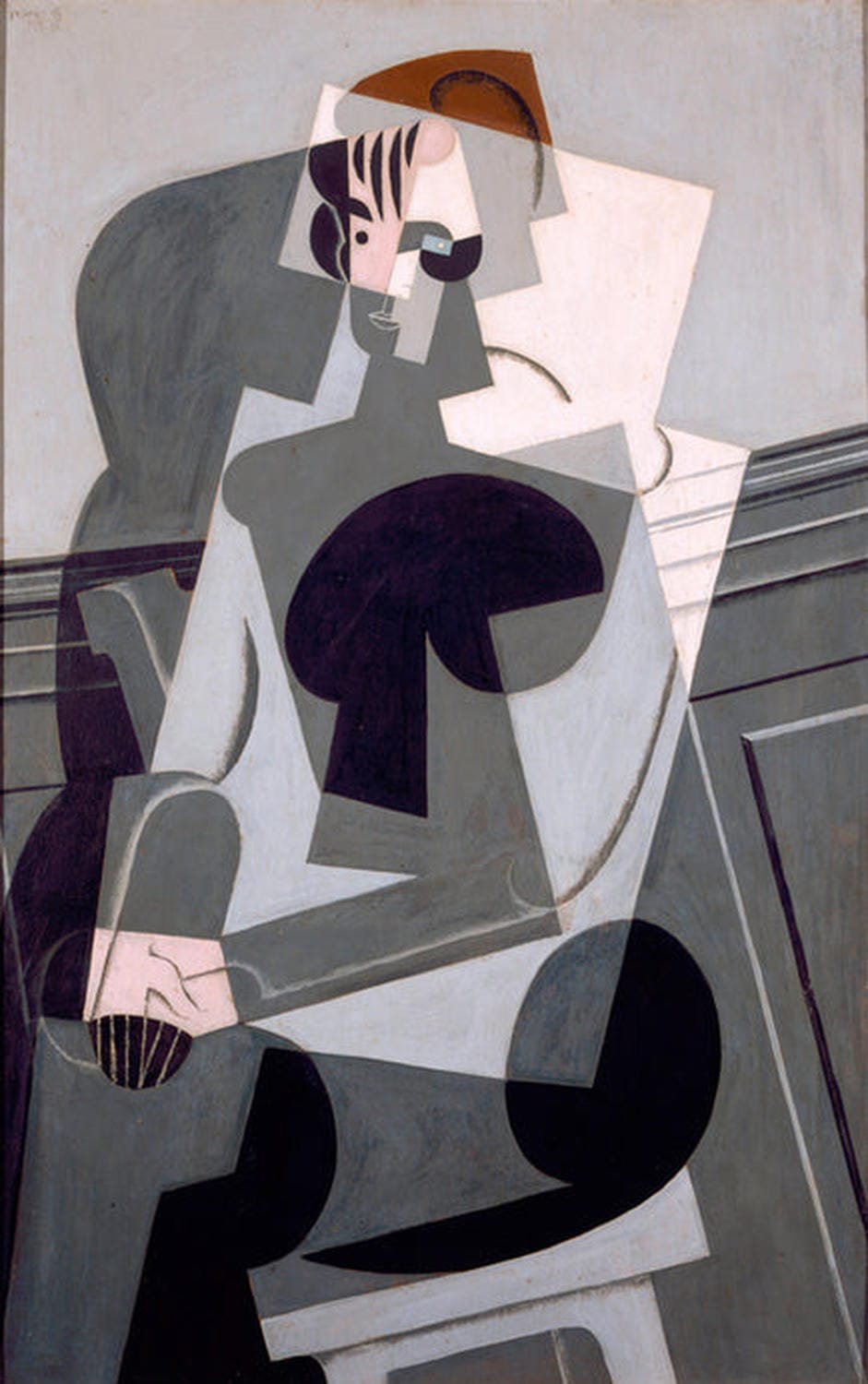 Kunstdruck von Juan Gris' „Porträt von Josette Gris“ (1916), ein kubistisches Gemälde, das die Ehefrau des Künstlers in geometrischen Formen und harmonischen Farben zeigt.