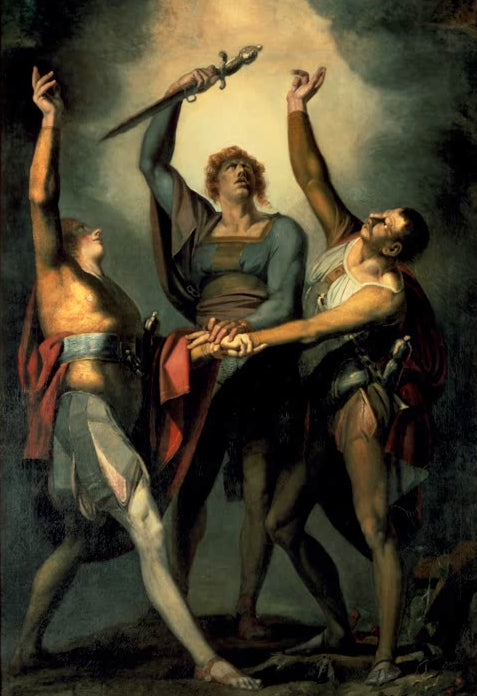 Kunstdruck des Gemäldes Dame am Fenster beim Mondschein von Johann Heinrich Füssli mit nächtlicher Szene, geheimnisvoller Stimmung und romantischem Licht.