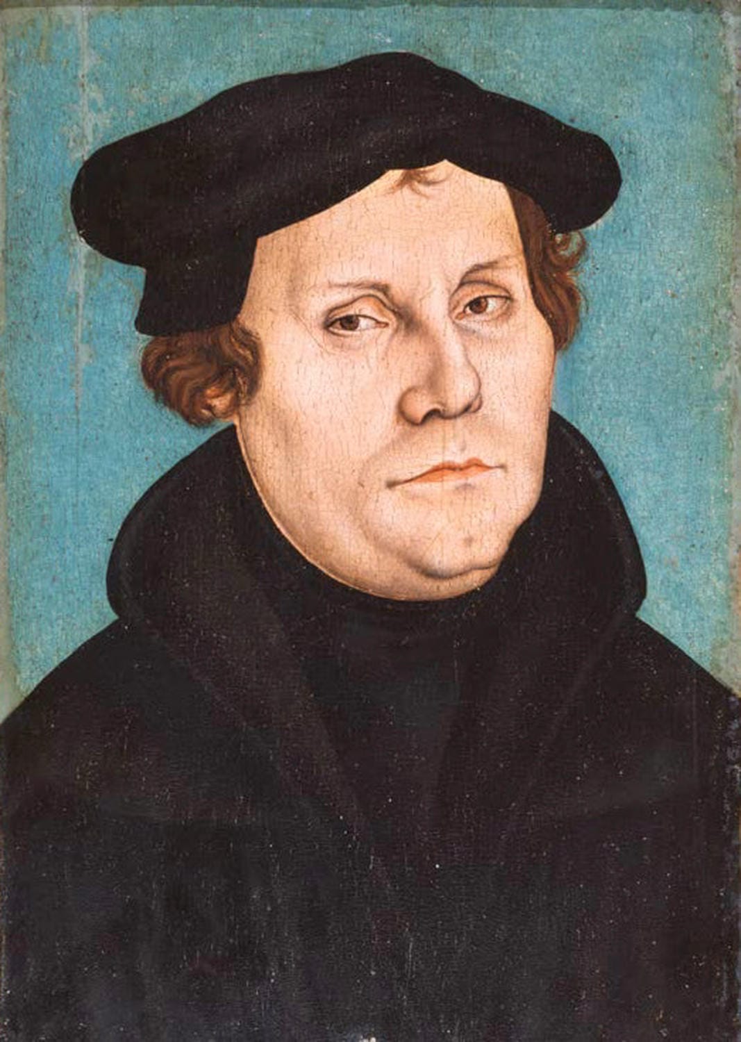 "Luther mit Barett" von Lucas Cranach dem Älteren – Porträt des Reformators mit feinen Details.