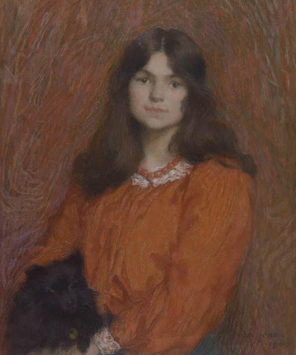 Porträt von Mademoiselle Segond, symbolistisches Gemälde von Edmond Aman-Jean als Kunstdruck