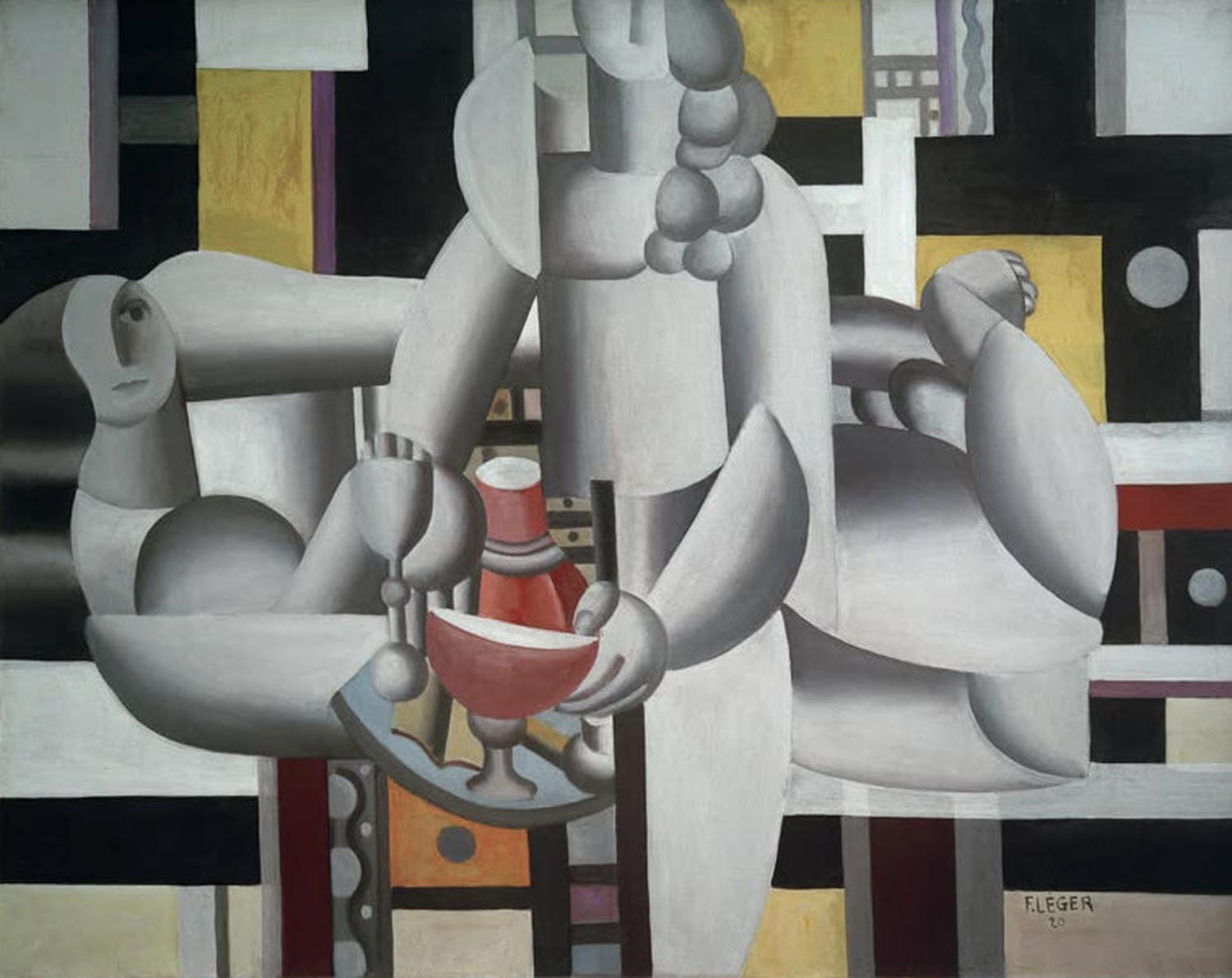 Fernand Léger "Zwei Frauen mit Stillleben" – abstrahierte Figuren und Stillleben in kubistischer Form.