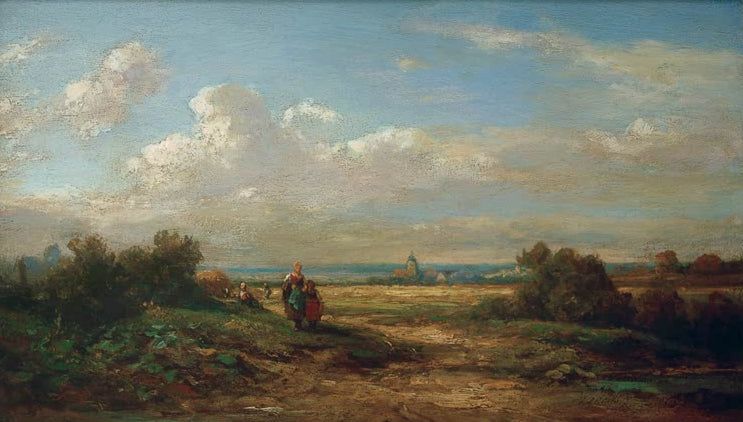 Weite Landschaft mit Wanderern | Carl Spitzweg