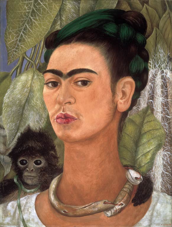 Selbstbildnis mit Affe von Frida Kahlo als Kunstdruck