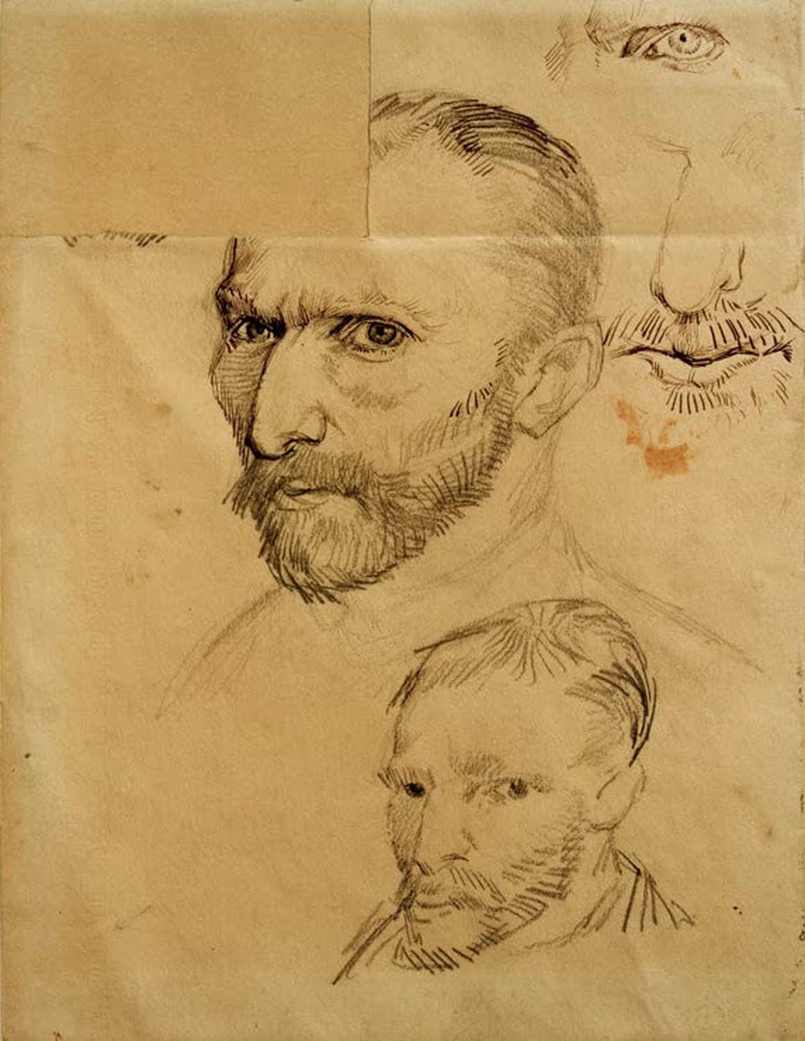 Kunstdruck des Gemäldes „Selbstporträt“ von Vincent van Gogh mit markanten Gesichtszügen 