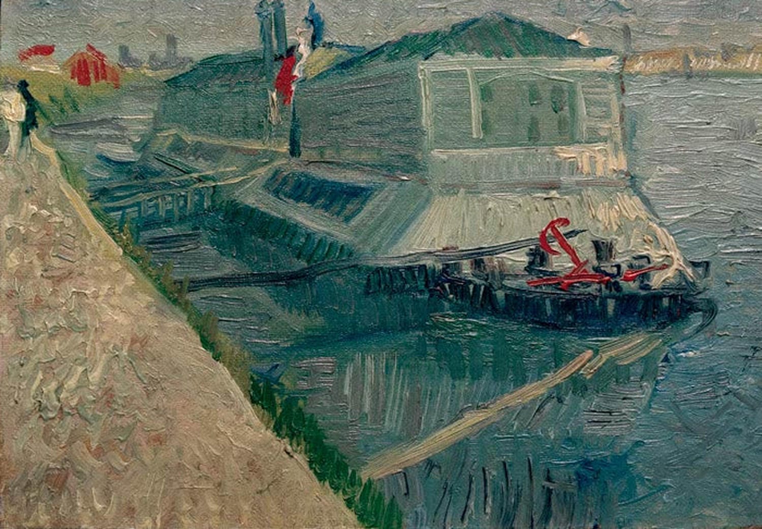 Kunstdruck „Waschboot auf der Seine bei Asnières“ von Vincent van Gogh – impressionistische Flussszene mit Booten als hochwertiger Kunstdruck, wahlweise auf Leinwand oder Poster, handgefertigt in Deutschland.