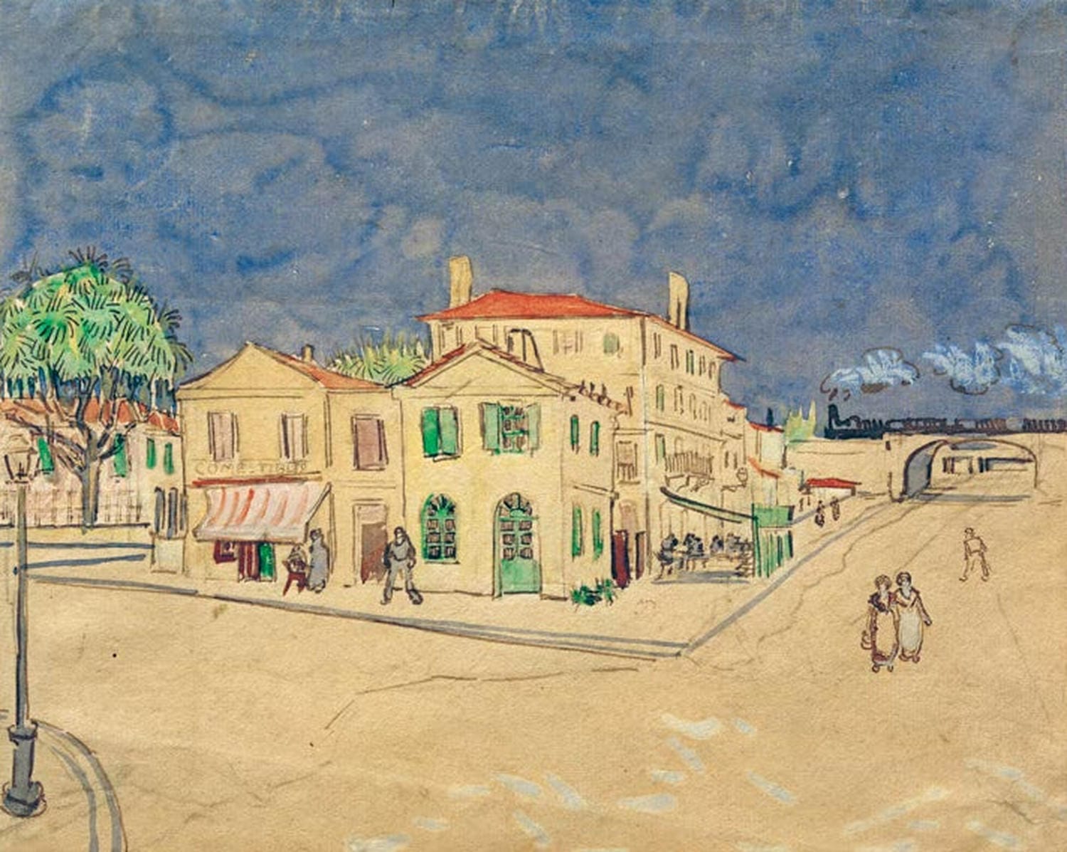Das gelbe Haus (Aquarell) | Vincent Van Gogh