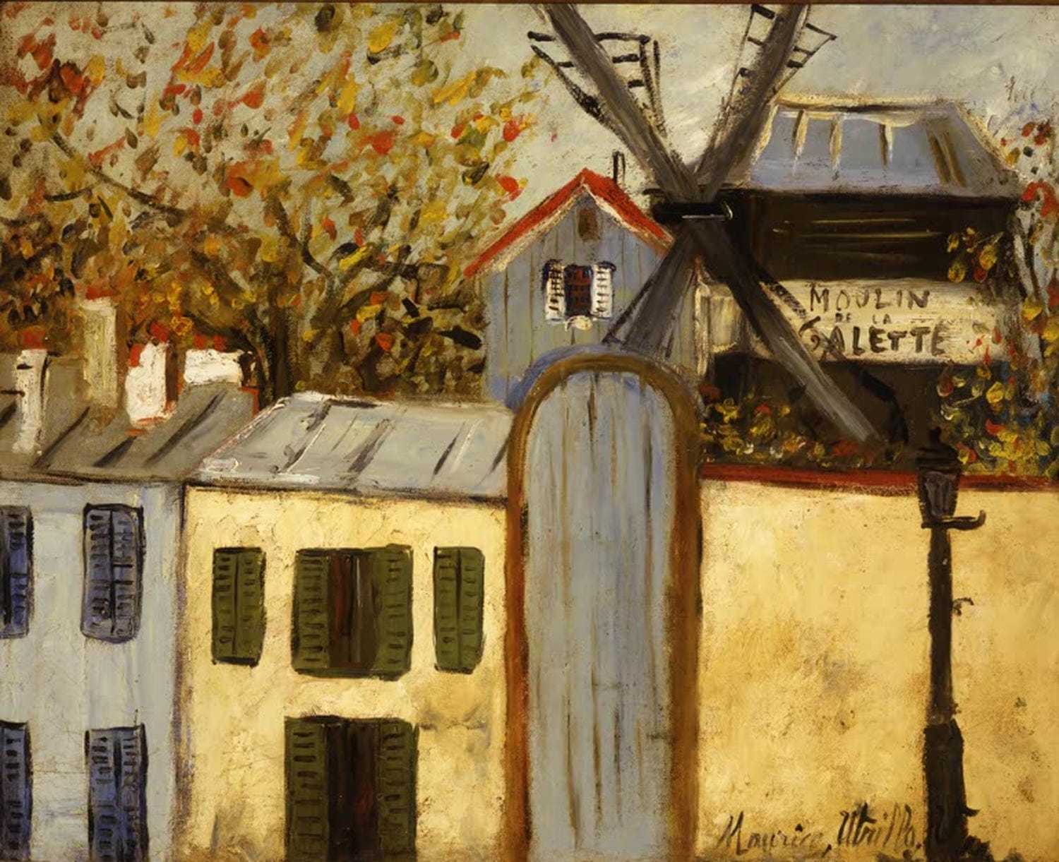 "Moulin de la Galette" von Maurice Utrillo – Windmühle auf Montmartre in harmonischer Darstellung.