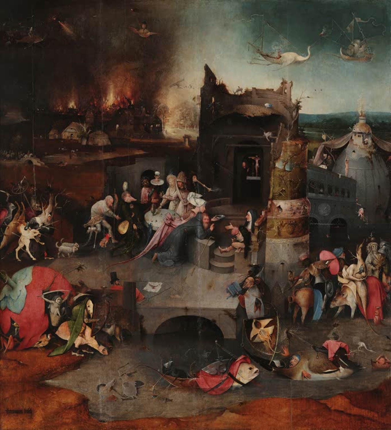 Die Versuchung des heiligen Antonius - Hieronymus Bosch Die Mitteltafel des Triptychons 