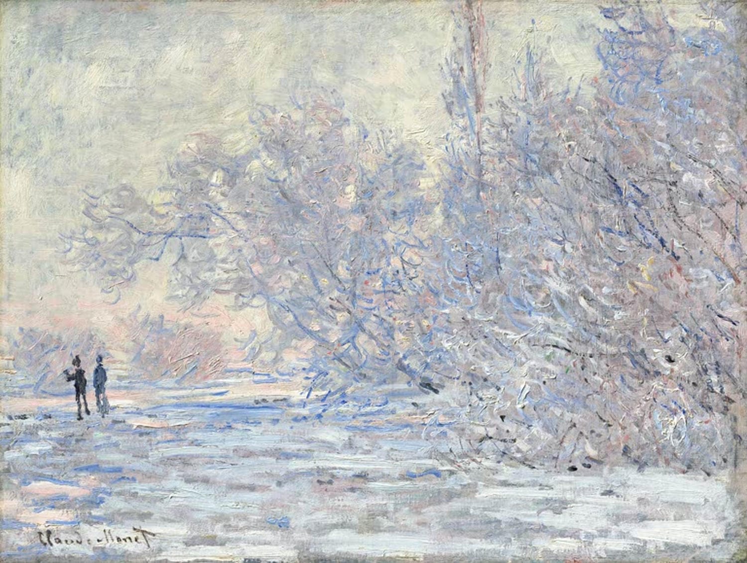 Claude Monet – Raureif in Giverny (1885), impressionistische Winterlandschaft mit Frost in Giverny, Museum Barberini