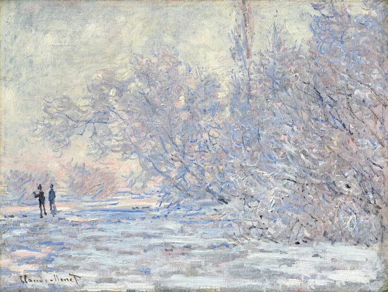 Claude Monet – Raureif in Giverny (1885), impressionistische Winterlandschaft mit Frost in Giverny, Museum Barberini