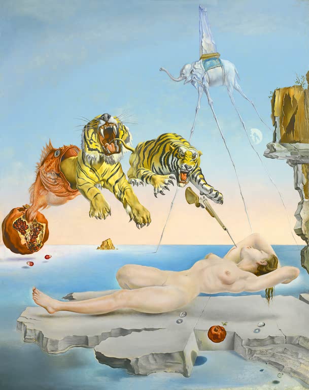 Traum, verursacht durch den Flug einer Biene um einen Granatapfel, eine Sekunde vor dem Aufwachen | Salvador Dali