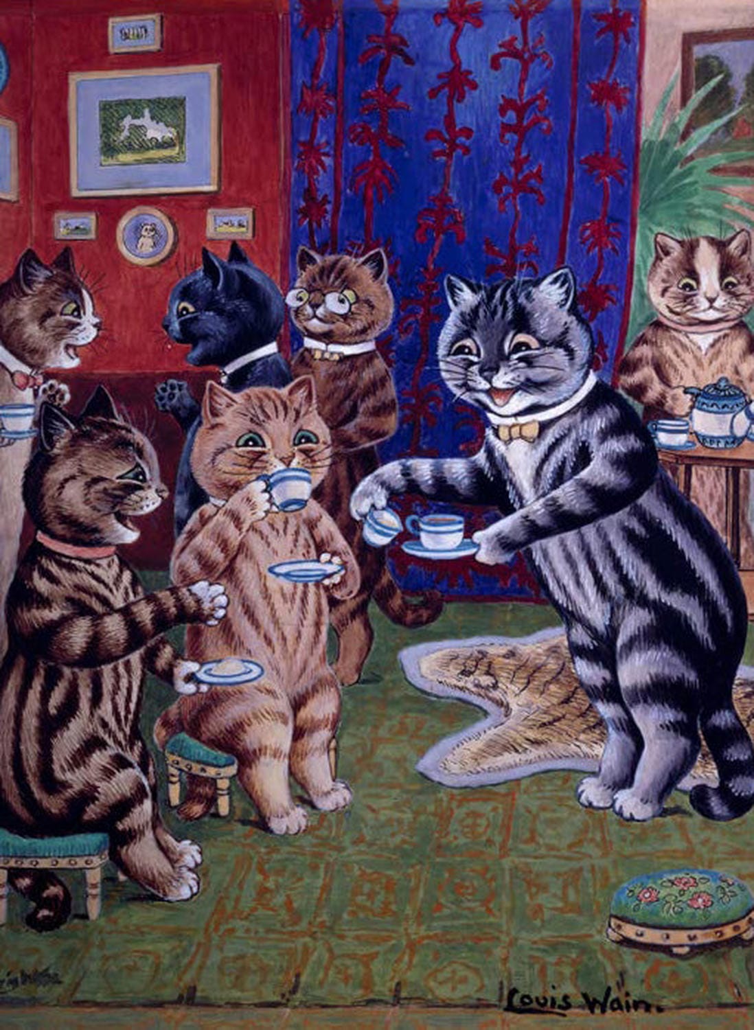 Die Teegesellschaft der Katze | Louis Wain