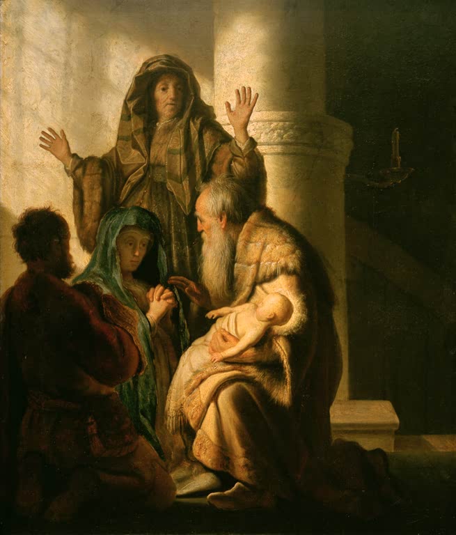 Hanna und Simeon im Tempel | Rembrandt van Rijn