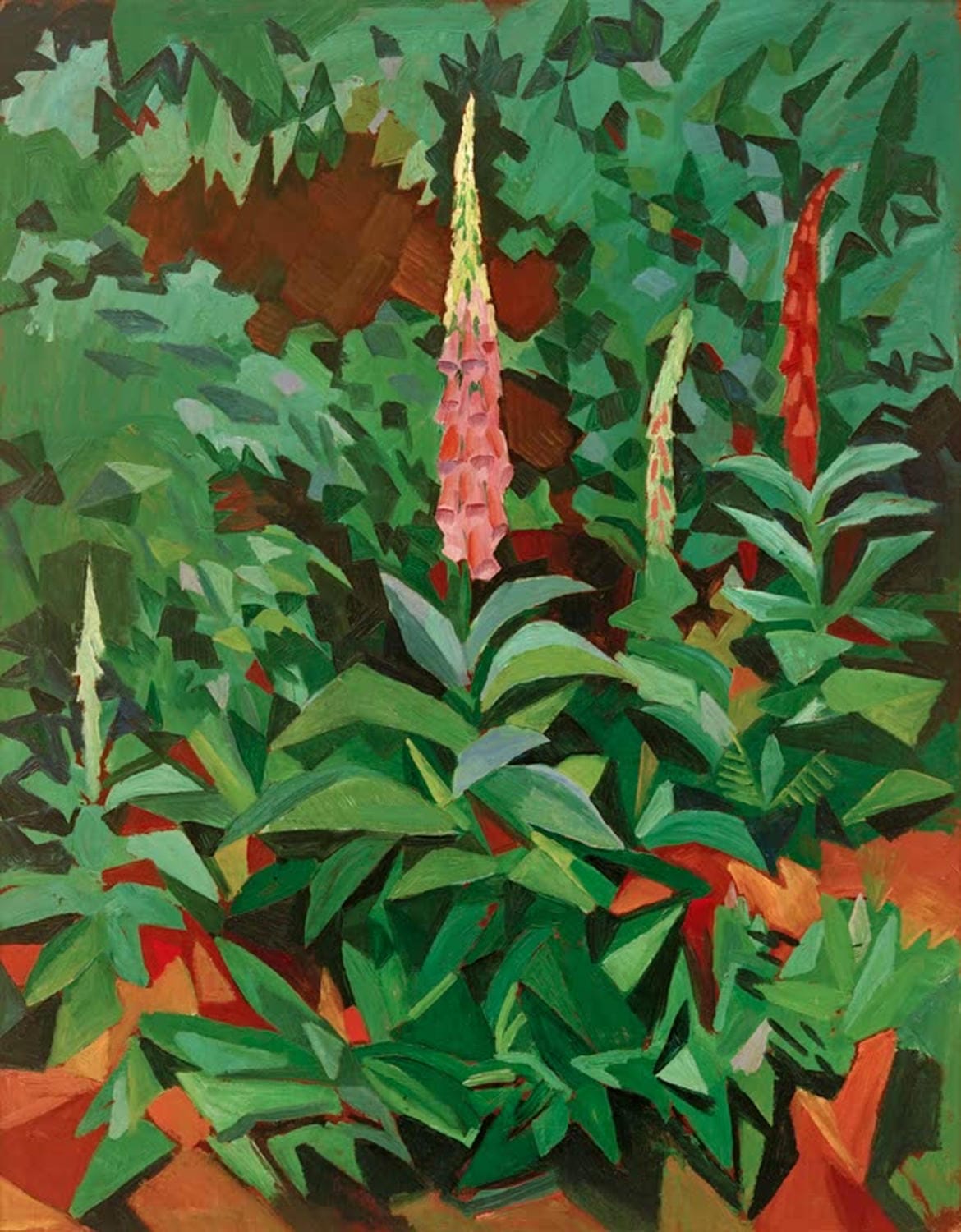 Gemälde Fingerhüte im Garten von August Macke mit blühenden Fingerhutpflanzen