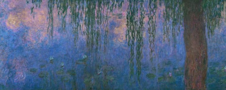 Der Seerosenteich mit Trauerweiden, Morgen mit Weiden | Claude Monet