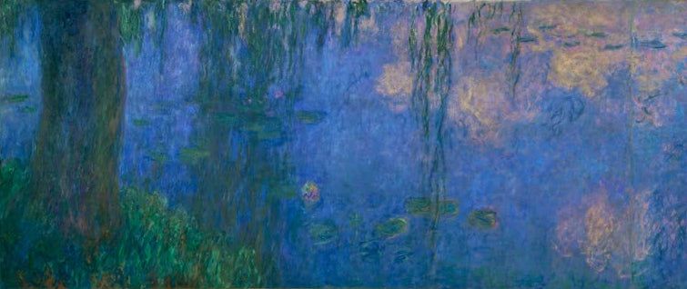 Der Seerosenteich mit Trauerweiden, Morgen mit Weiden | Claude Monet