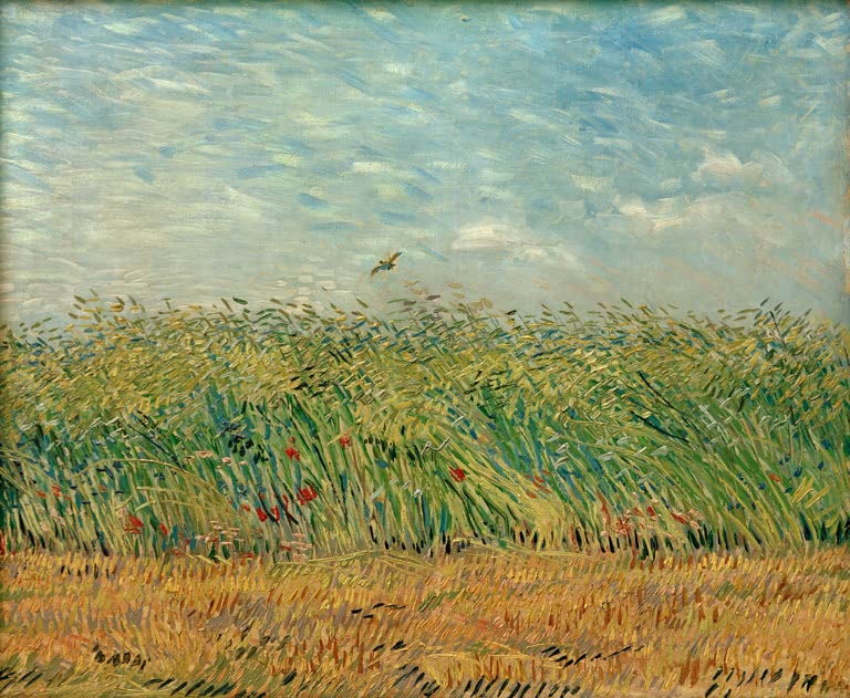 Getreidefeld mit Mohnblumen und Rebhuhn | Vincent van Gogh