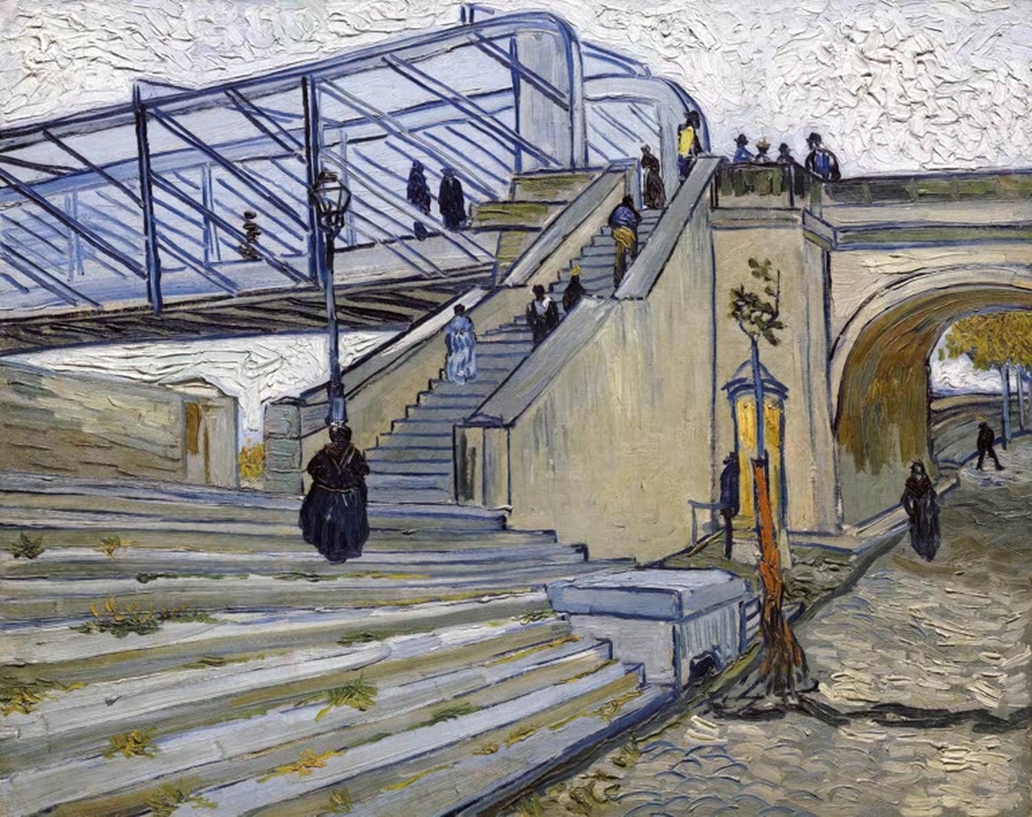 Kunstdruck „Die Brücke von Trinquetaille“ von Vincent van Gogh – eindrucksvolle Brückenszene in Arles als hochwertiger Kunstdruck, erhältlich auf Leinwand oder Poster, handgefertigt in Deutschland.