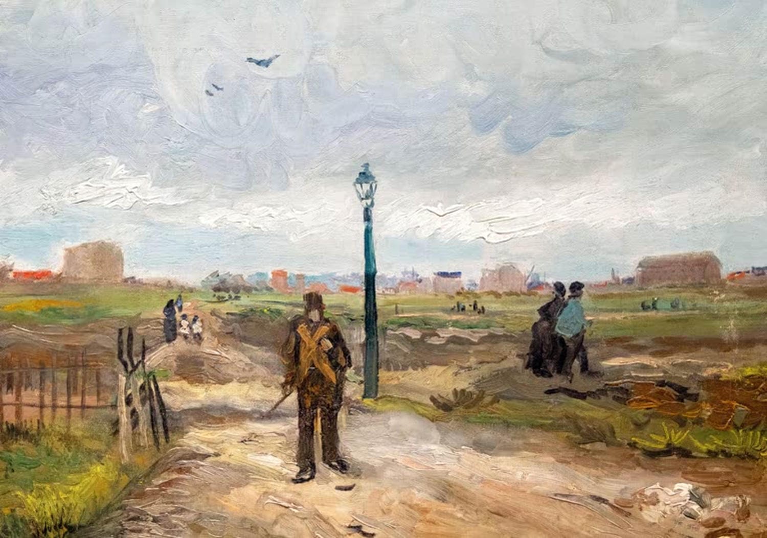 Kunstdruck „Am Stadtrand von Paris“ von Vincent van Gogh – atmosphärische Landschaft nahe Paris als hochwertiger Kunstdruck auf Leinwand oder Poster, handgefertigt in Deutschland.