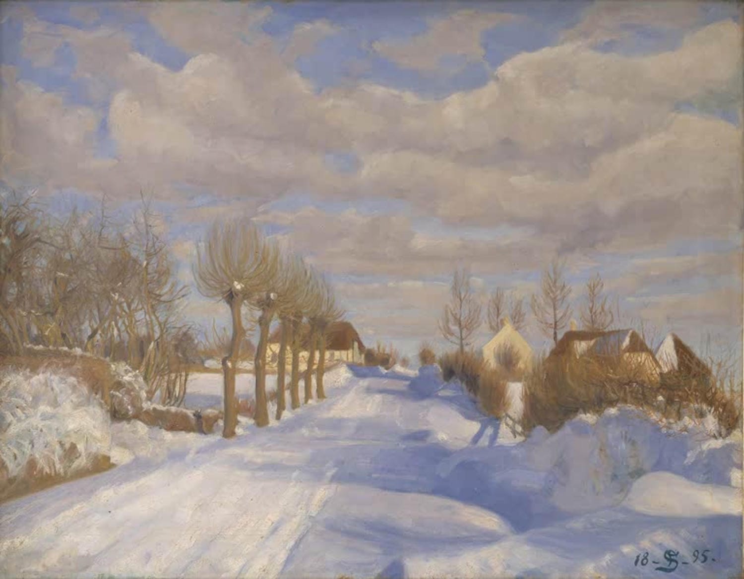Kunstdruck Schneebedeckte Landstraße im Sonnenschein von Fritz Syberg
