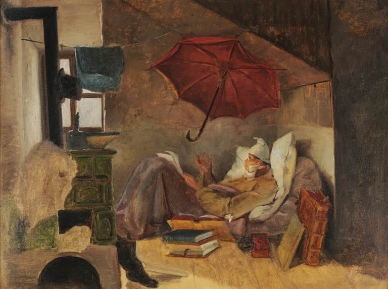 Der arme Poet (Ölskizze) | Carl Spitzweg