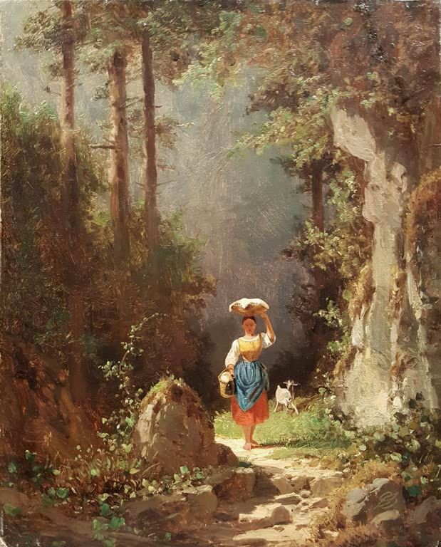 Mädchen mit Ziege im Gebirgstal | Carl Spitzweg