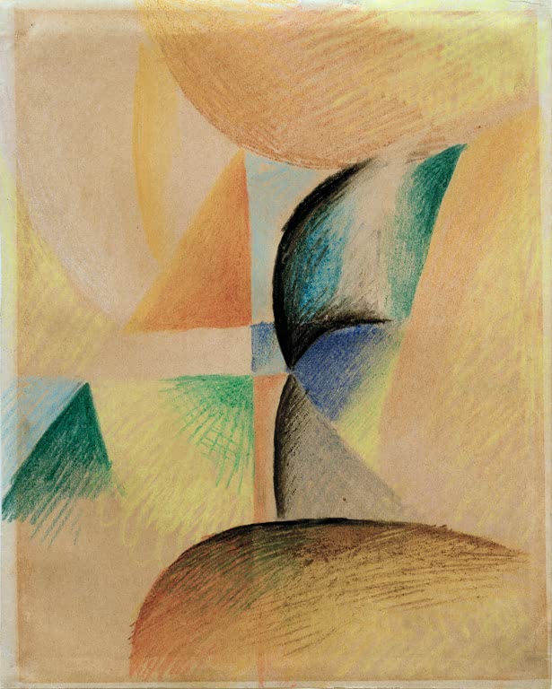 Kunstdruck des Werks „Abstrakte Formen XII“ von August Macke. Hochwertig in Deutschland von Hand gefertigt, erhältlich als Poster oder Leinwand und optional gerahmt.