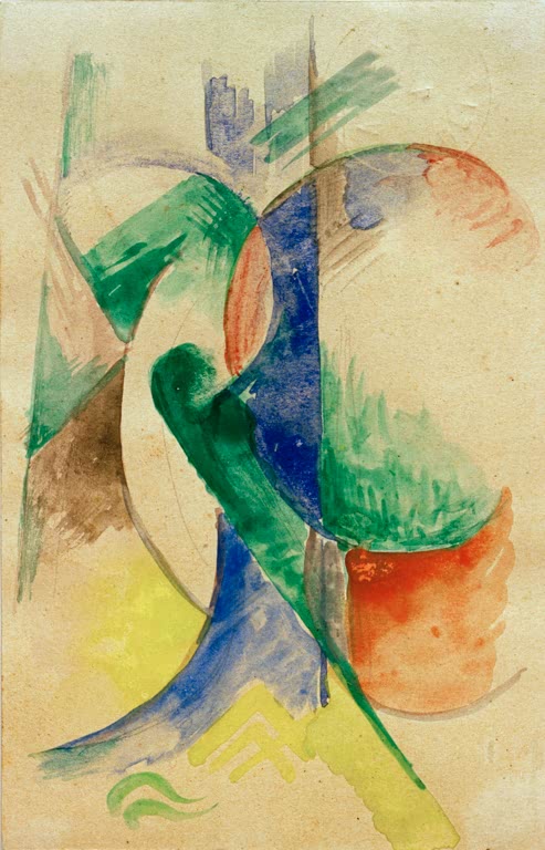 Kunstdruck des Gemäldes „Abstrakte Komposition“ von Franz Marc. Hochwertig in Deutschland von Hand gefertigt, erhältlich als Poster oder Leinwand und optional gerahmt.