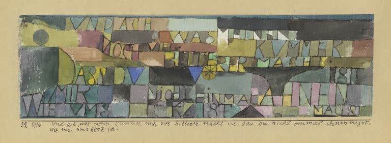 Kunstdruck „Ach, wie sehr ist mein Schmerz noch gesteigert, wenn du nicht einmal die Erregungen meines Herzens ahnst“ von Paul Klee