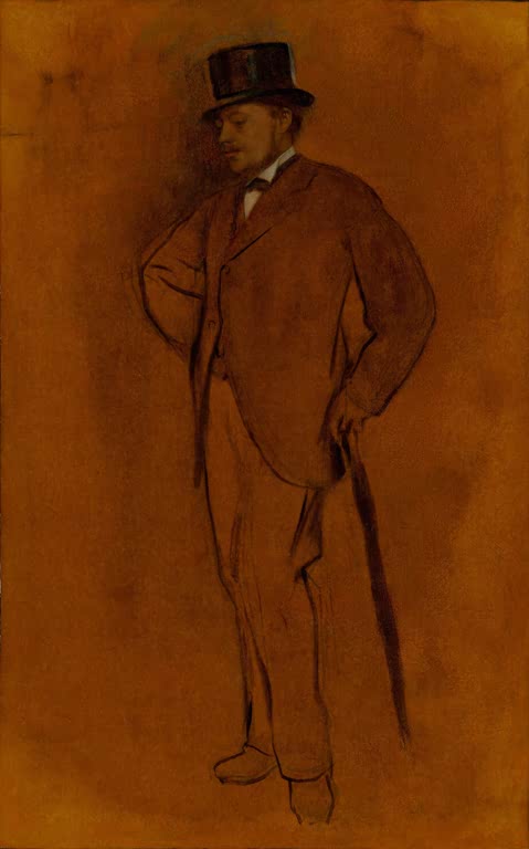 Kunstdruck des Gemäldes Achille de Gas von Edgar Degas mit dem Porträt von Achille de Gas, dem Bruder des Künstlers.
