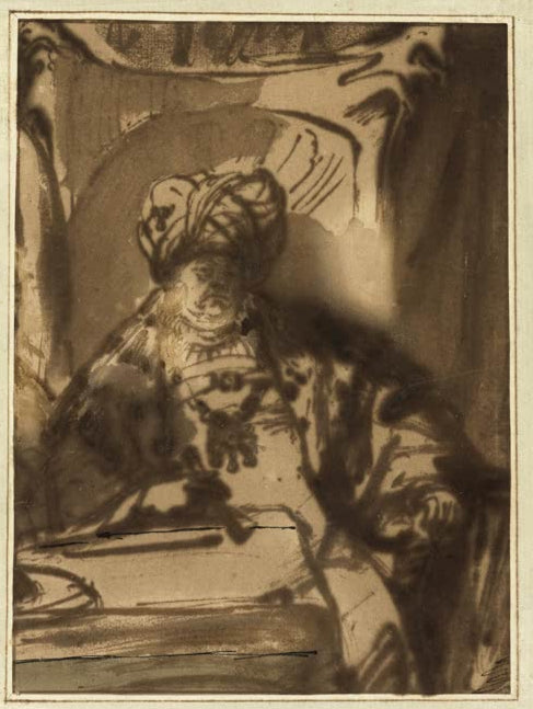 Kunstdruck „Ahasveros auf seinem Thron“ von Rembrandt van Rijn