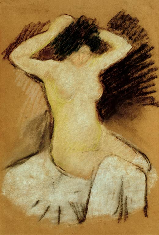 Kunstdruck des Gemäldes „Akt auf weißem Tuch“ von August Macke. Hochwertig in Deutschland von Hand gefertigt, erhältlich als Leinwand oder Poster und optional gerahmt.